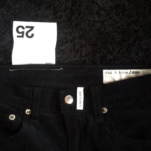 Rag & Bone/JEAN 10in Capri black velvet sz25 sz2 - Picture 5 of 5